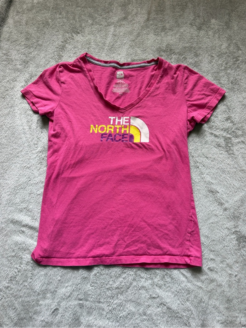 The North Face Women's Pink V-Neck Logo Tee